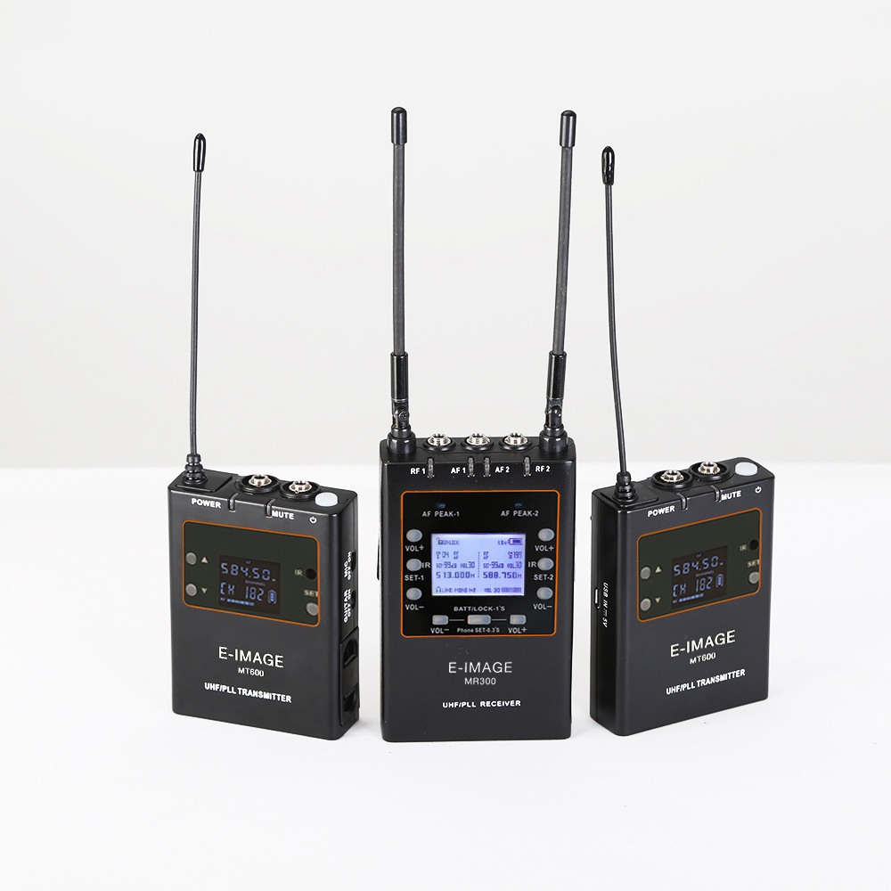 E-IMAGE MTR-S4 Professional Dual Trannel UHF receiver two body-pack collar outdoor wireless microphone