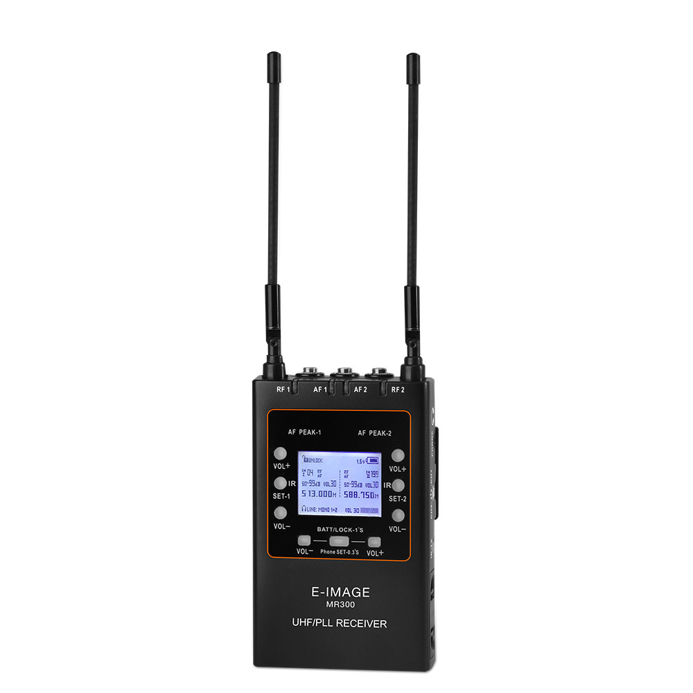 E-IMAGE MTR-S4 Professional Dual Trannel UHF receiver two body-pack collar outdoor wireless microphone