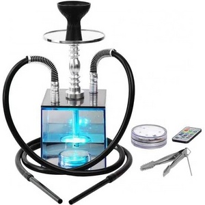 Portable Mini Glass Clear Transparent Square Hookah Flavor Acrylic Shisha Hookah Head Set Complete Accessories Smoke Box