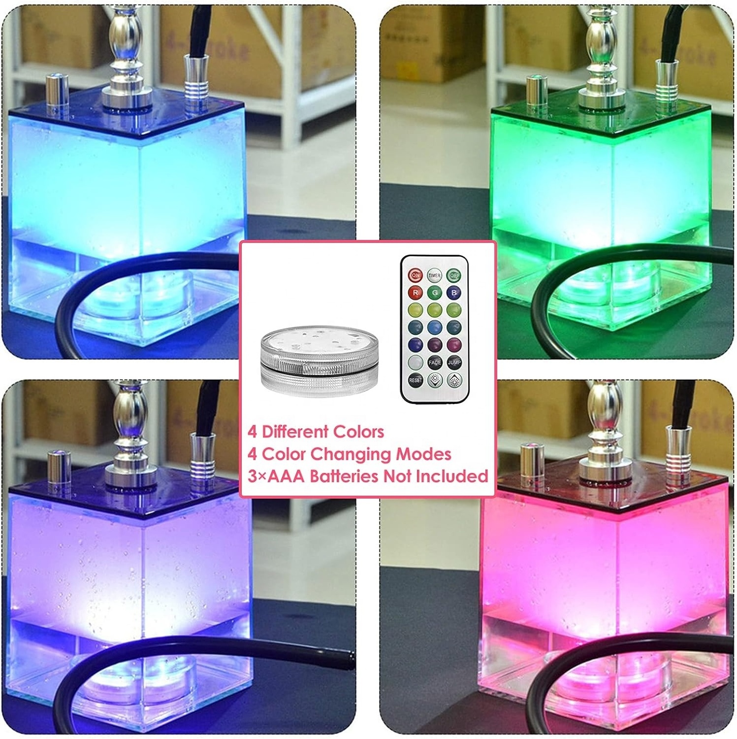 Portable Mini Glass Clear Transparent Square Hookah Flavor Acrylic Shisha Hookah Head Set Complete Accessories Smoke Box