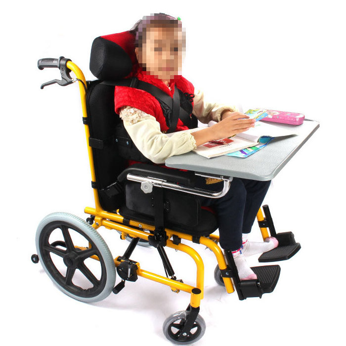 Children with cerebral palsy wheelchair points size aluminum alloy high back full reclining wheel manual wheelchair car.