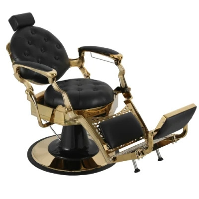 Retro Black Gold Barber Chair Swivel Oil Head Hair Cutting Chair Comfortable Salon Barber Chair