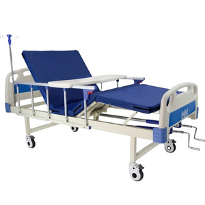 Two Cranks hospital bed MEDICAL Luxury  Manual w/Table & Mattress Nursing Bed Stretcher Used Hospital Beds for Sale