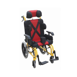 Children with cerebral palsy wheelchair points size aluminum alloy high back full reclining wheel manual wheelchair car.