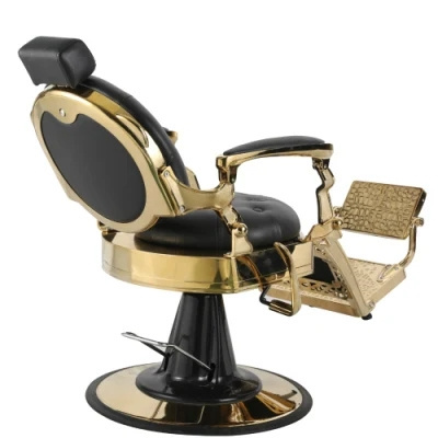 Retro Black Gold Barber Chair Swivel Oil Head Hair Cutting Chair Comfortable Salon Barber Chair