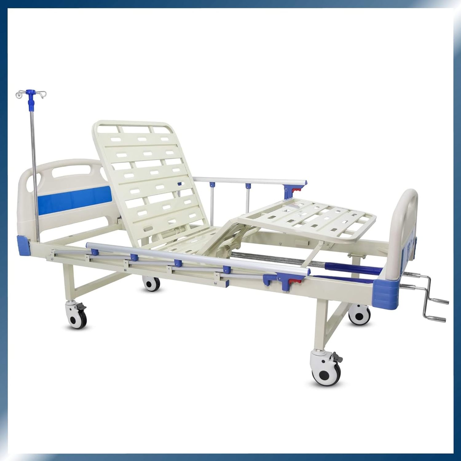 Two Cranks hospital bed MEDICAL Luxury  Manual w/Table & Mattress Nursing Bed Stretcher Used Hospital Beds for Sale