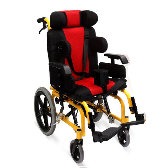 Children with cerebral palsy wheelchair points size aluminum alloy high back full reclining wheel manual wheelchair car.