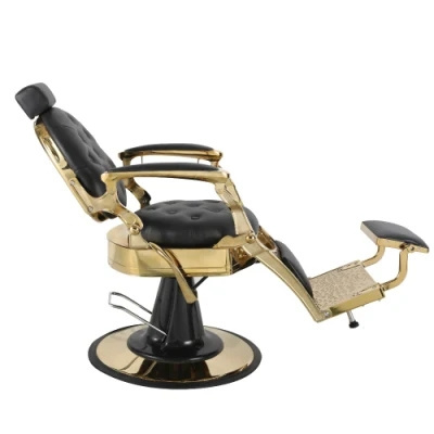 Retro Black Gold Barber Chair Swivel Oil Head Hair Cutting Chair Comfortable Salon Barber Chair