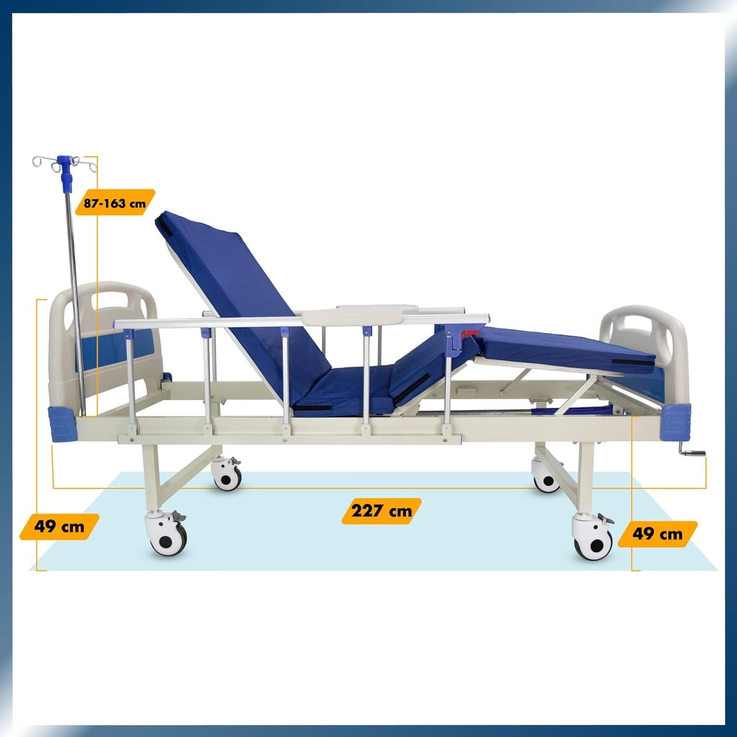 Two Cranks hospital bed MEDICAL Luxury  Manual w/Table & Mattress Nursing Bed Stretcher Used Hospital Beds for Sale