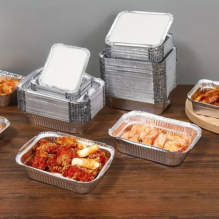 Disposable Aluminum Foil BBQ Rectangular Foil Tray