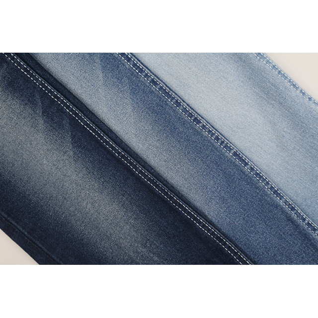 11.3 oz high stretch denim fabric mercerizing cotton spandex jeans fabric from China Foshan