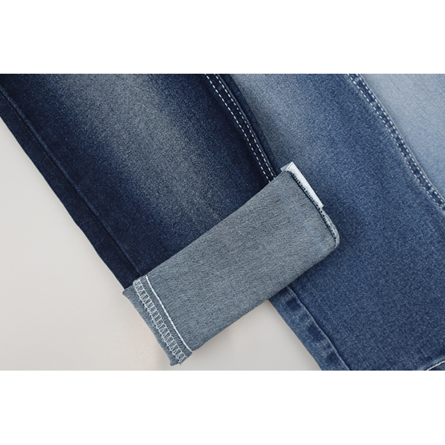 11.3 oz high stretch denim fabric mercerizing cotton spandex jeans fabric from China Foshan