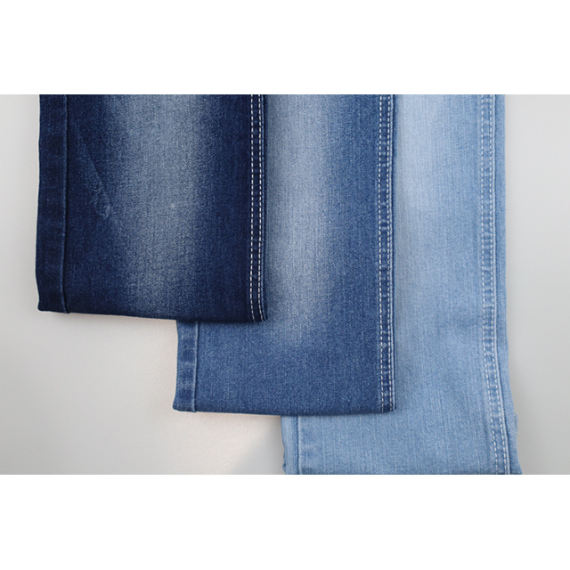 Wholesale good quality cotton warp slub dark blue color fabric for jeans