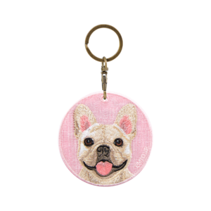 Realistic Pets Embroidery Double-sided Keychain Bag Accessories Wholesale French Bulldog Design