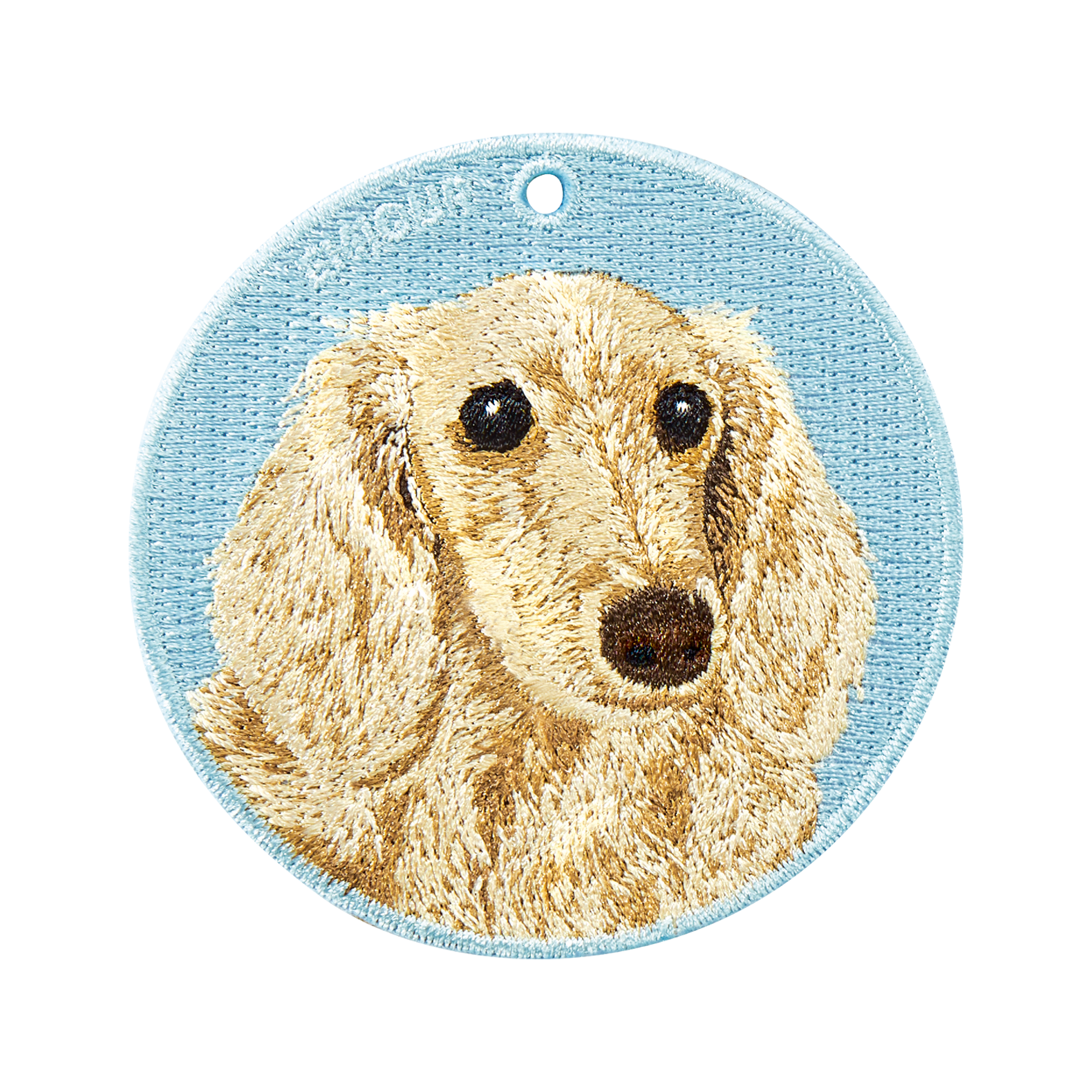 Realistic Pets Embroidery Double-sided Keychain Bag Accessories Wholesale  Cream Dachshund Design