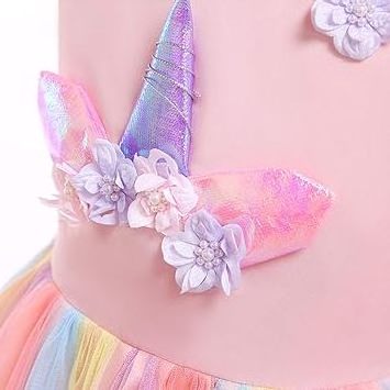 Unicorn Costume Princess Unicorn Dress Fancy Dress with Necklace Headband for Kids Toddlers Birthday Party