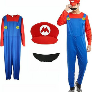 New Adult Men Super Mario Luigi Bros Plumber Brothers Fancy Dress Outfit Costume C001