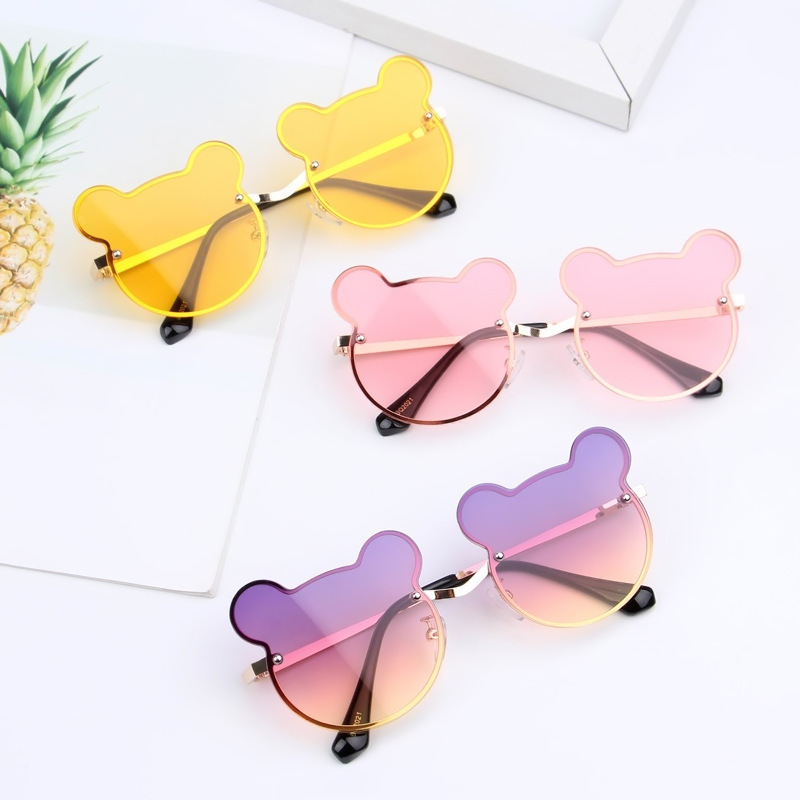 New fashion child sunglasses metal cartoon kids bear animal sun glasses boys girls visor colorful children sunglasses LY34