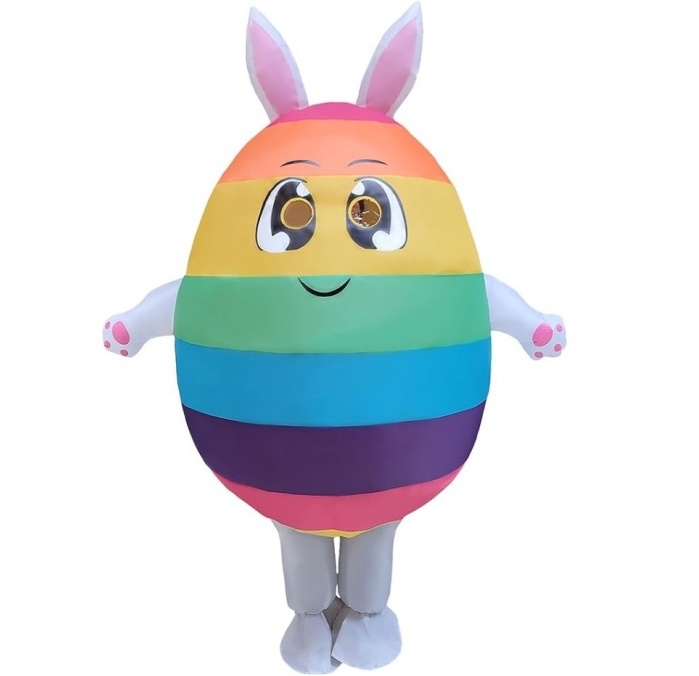 Adult Inflatable Blow Up Colorful Egg Suit Costume Air Blow up Xmas Costume Funny Easter Party Costume Cosplay Fancy Dress