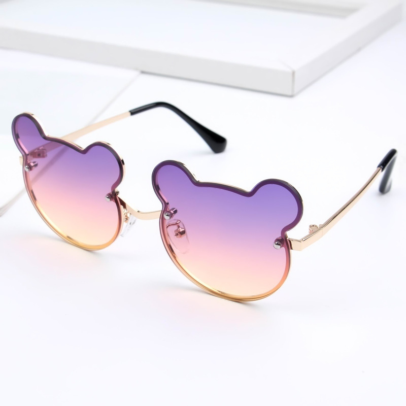 New fashion child sunglasses metal cartoon kids bear animal sun glasses boys girls visor colorful children sunglasses LY34