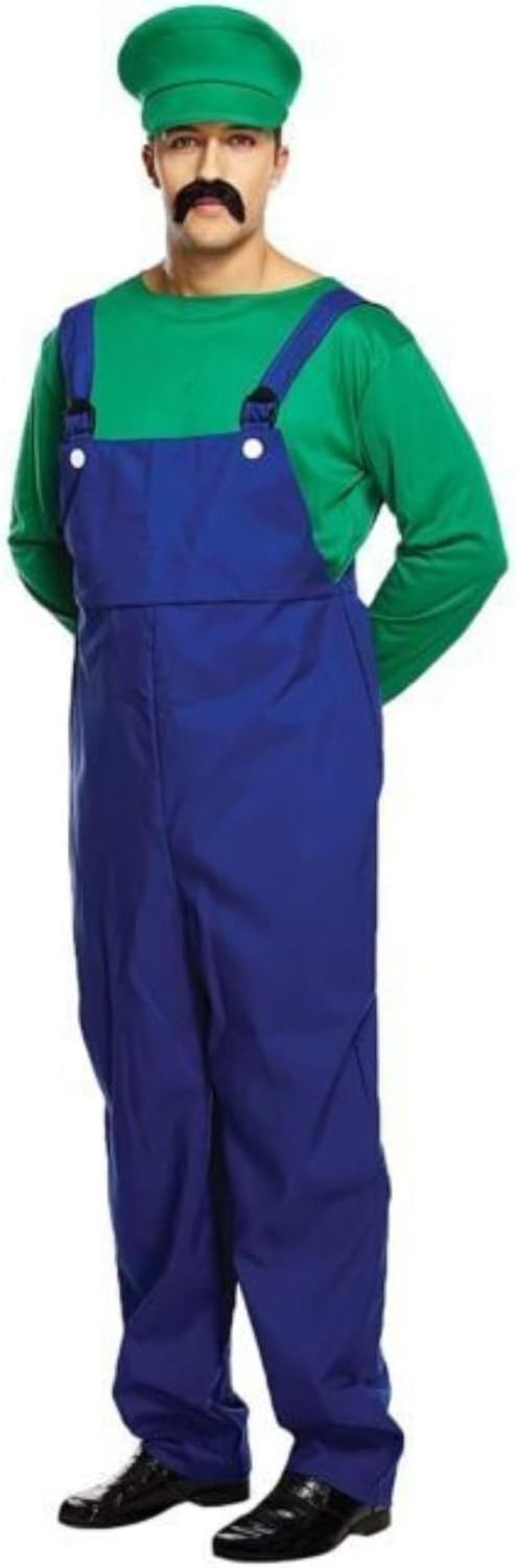 New Adult Men Super Mario Luigi Bros Plumber Brothers Fancy Dress Outfit Costume C001