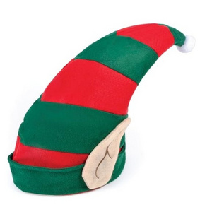 Elf Hat Green With Red Stripes And Ears Novelty Christmas Accessory Lovely Xmas Cap For Party Holiday