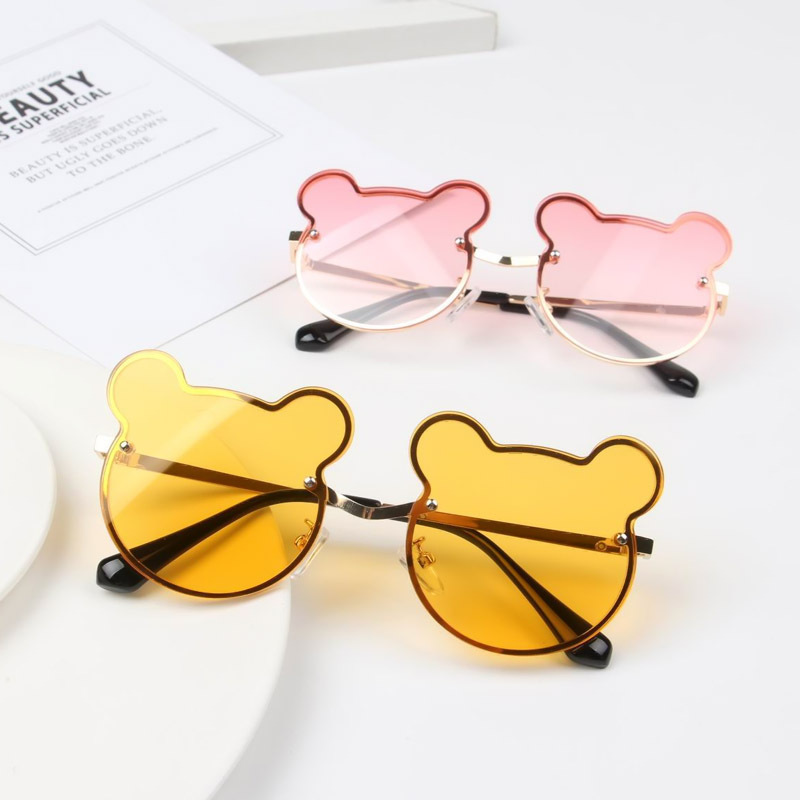 New fashion child sunglasses metal cartoon kids bear animal sun glasses boys girls visor colorful children sunglasses LY34