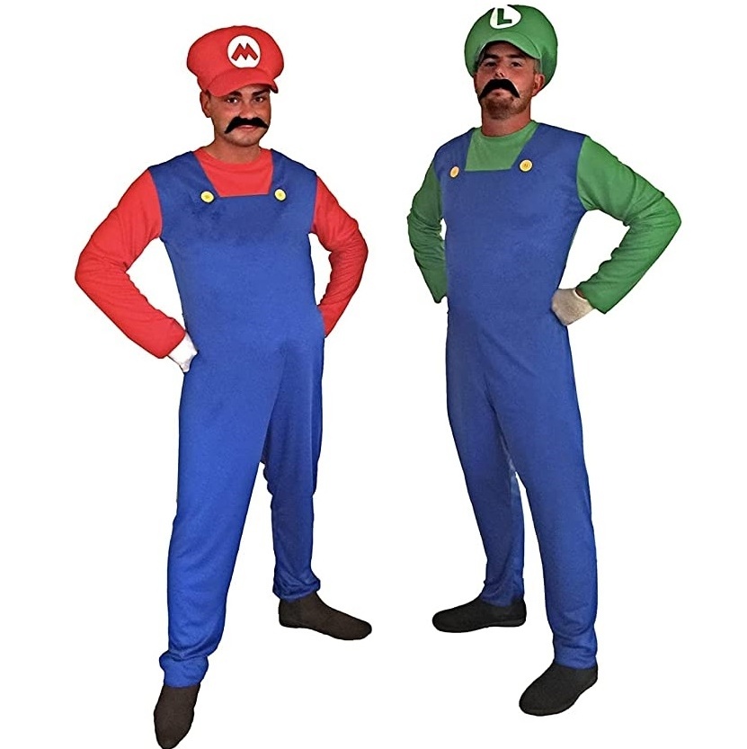 2023 New Fashion Adult Men Super Mario Luigi Bros Plumber Brothers Fancy Dress Outfit Costume For Women Men Costumes