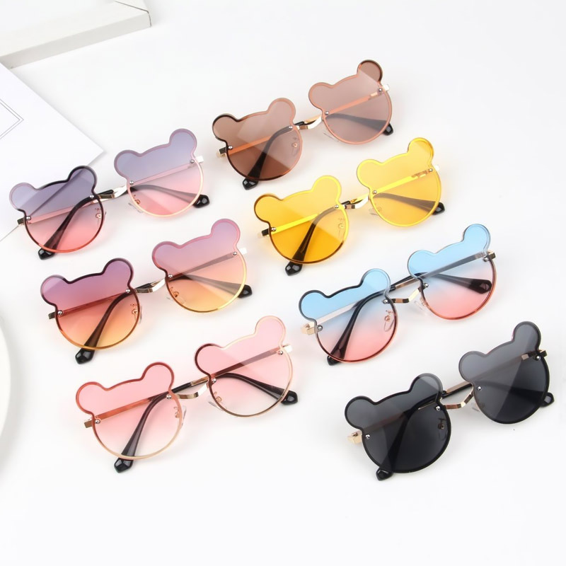 New fashion child sunglasses metal cartoon kids bear animal sun glasses boys girls visor colorful children sunglasses LY34