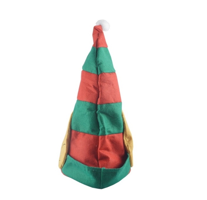 Elf Hat Green With Red Stripes And Ears Novelty Christmas Accessory Lovely Xmas Cap For Party Holiday