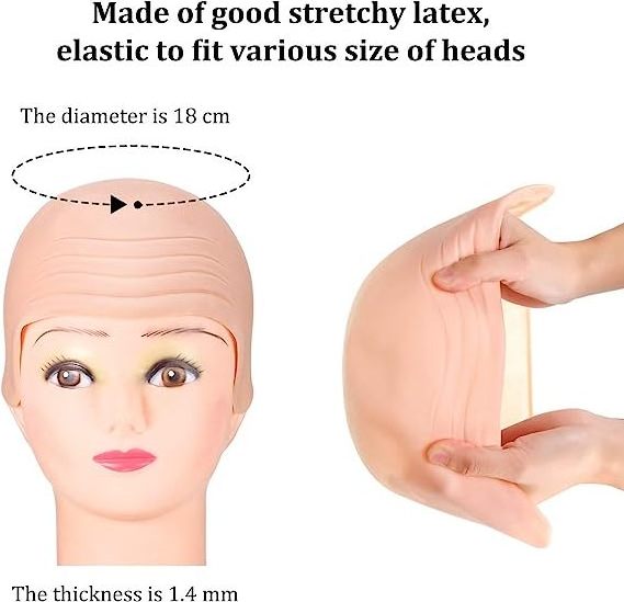 Halloween Bald Cap Bald Skin Thick Latex Head Skin Skull Wig Bald Wig Head Hat Fancy Dress Halloween Cosplay Hats for Kids Adult