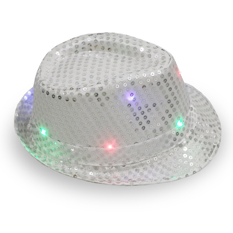 Factory Directly Wholesale LED Flashing Light Up Cowboy Hat with Sequins For Party Performance Festival Decoration