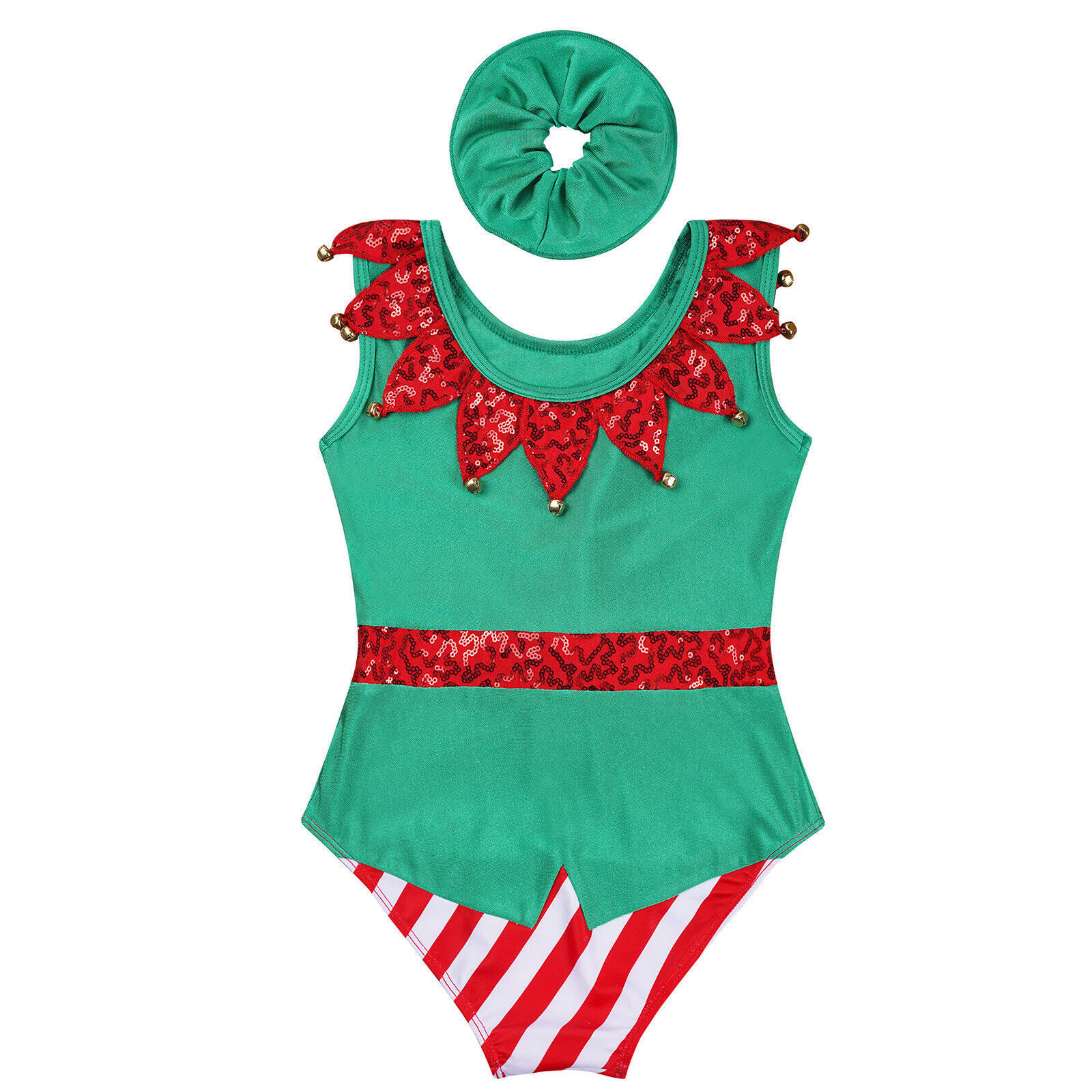 Kids Girls Christmas Gymnastic Leotards Costume Dance Bodysuit Headband Outfits Costumes