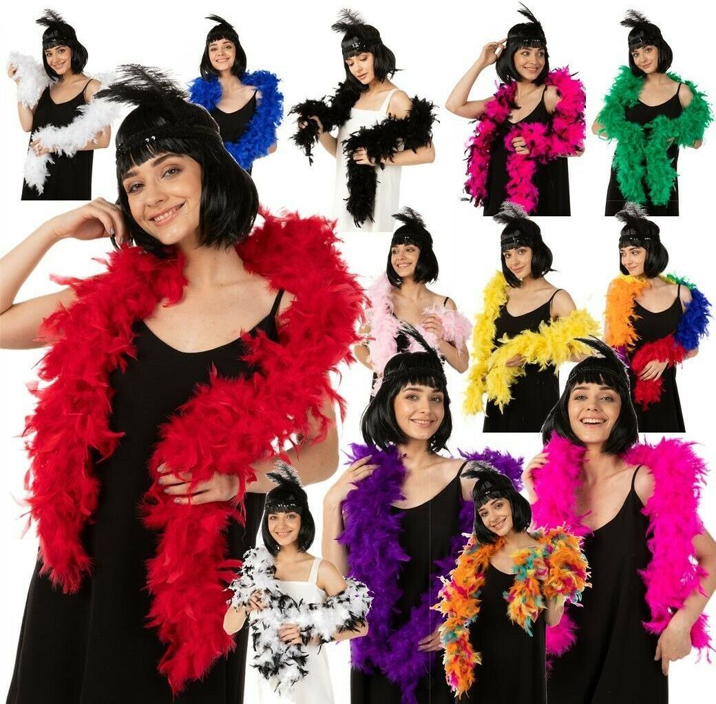 1920's Deluxe Long Feather Boa Flapper Burlesque Accessory Long Fancy Dress