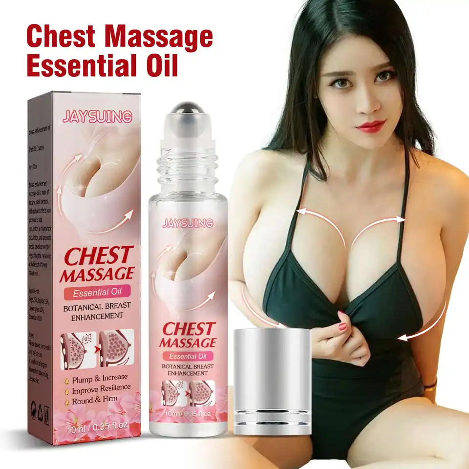 Jaysuing 100% Natural Beautifying Chest Massage Size Up Roller  Firming  Boobs Enhancement Big Breast Enlargement Oil