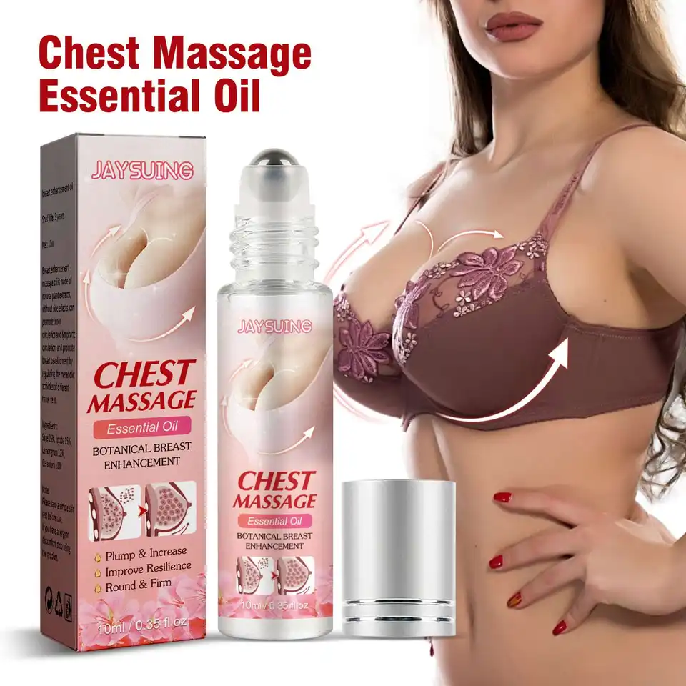 Jaysuing 100% Natural Beautifying Chest Massage Size Up Roller  Firming  Boobs Enhancement Big Breast Enlargement Oil