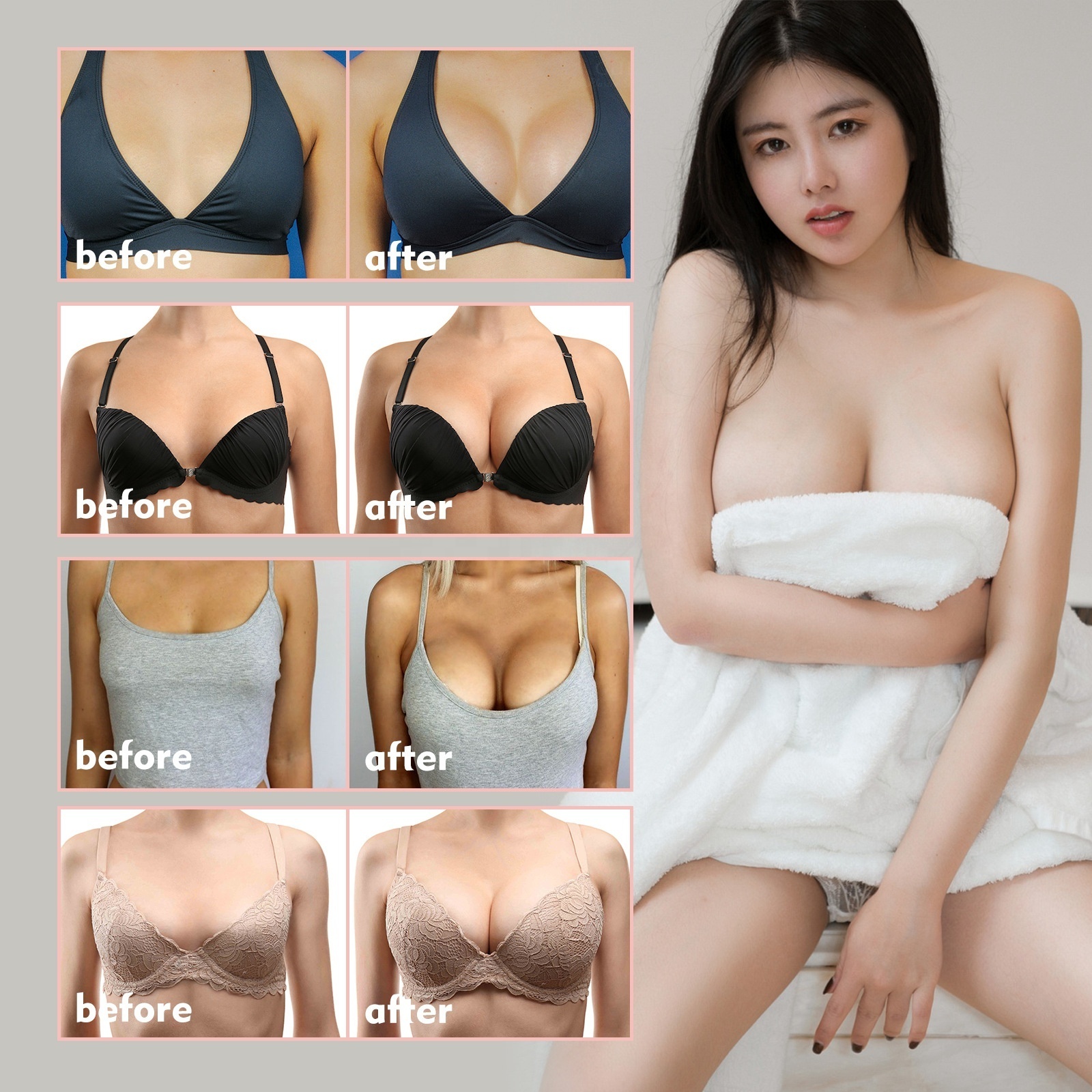 Jaysuing 100% Natural Beautifying Chest Massage Size Up Roller  Firming  Boobs Enhancement Big Breast Enlargement Oil