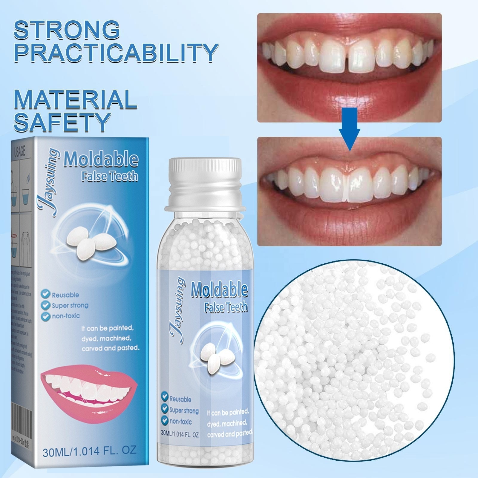 Jaysuing  Temporary Tooth Gaps Repair Glue Makeup DIY Role Play  Dentures False Teeth Acrylic  Dental  False Moldable Teeth