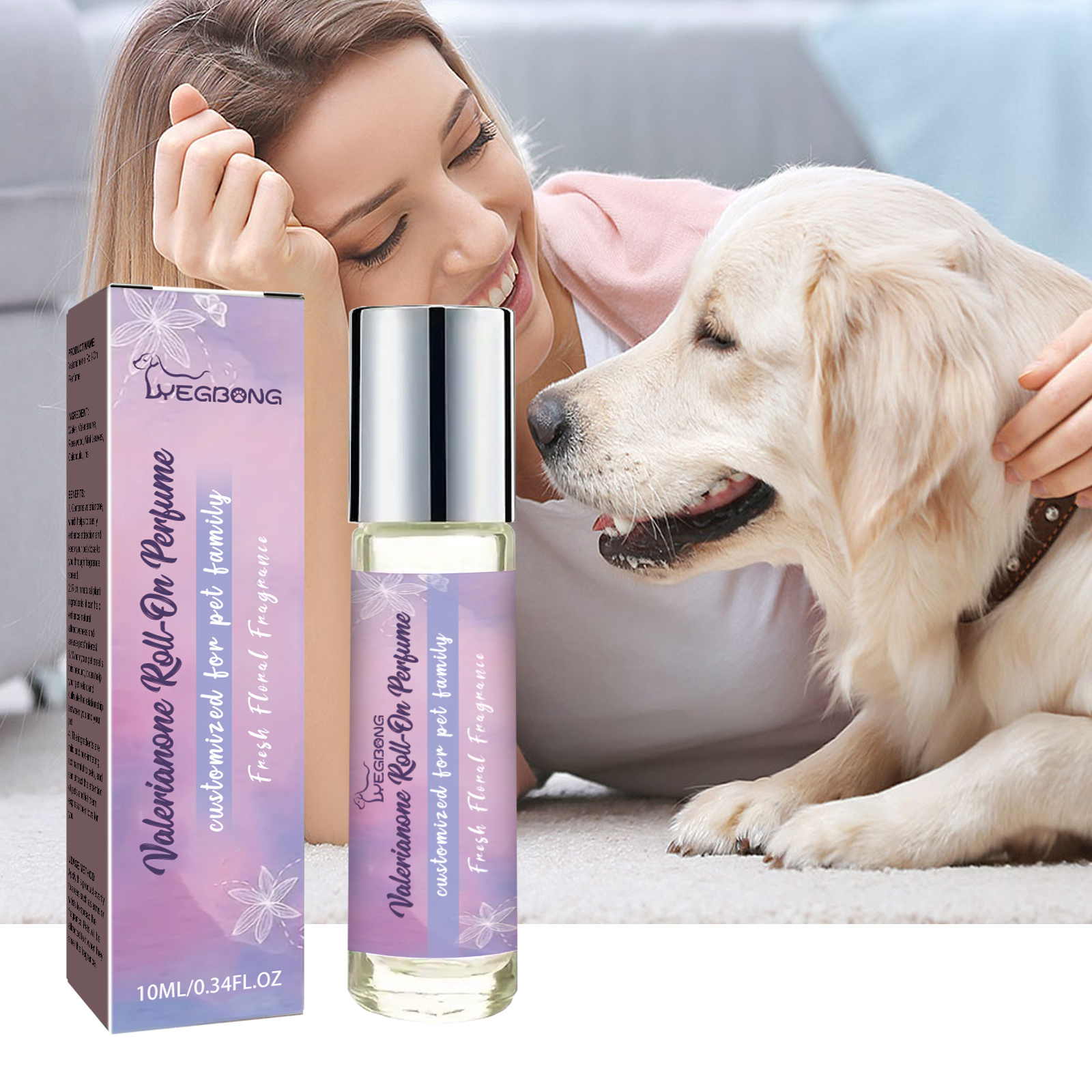 Yegbong  100% Natural Herbal Relax  Relieve Cat Dog Anxiety   Cultivate Relationship  Captivating Fragrance Roll-on Pet Perfume