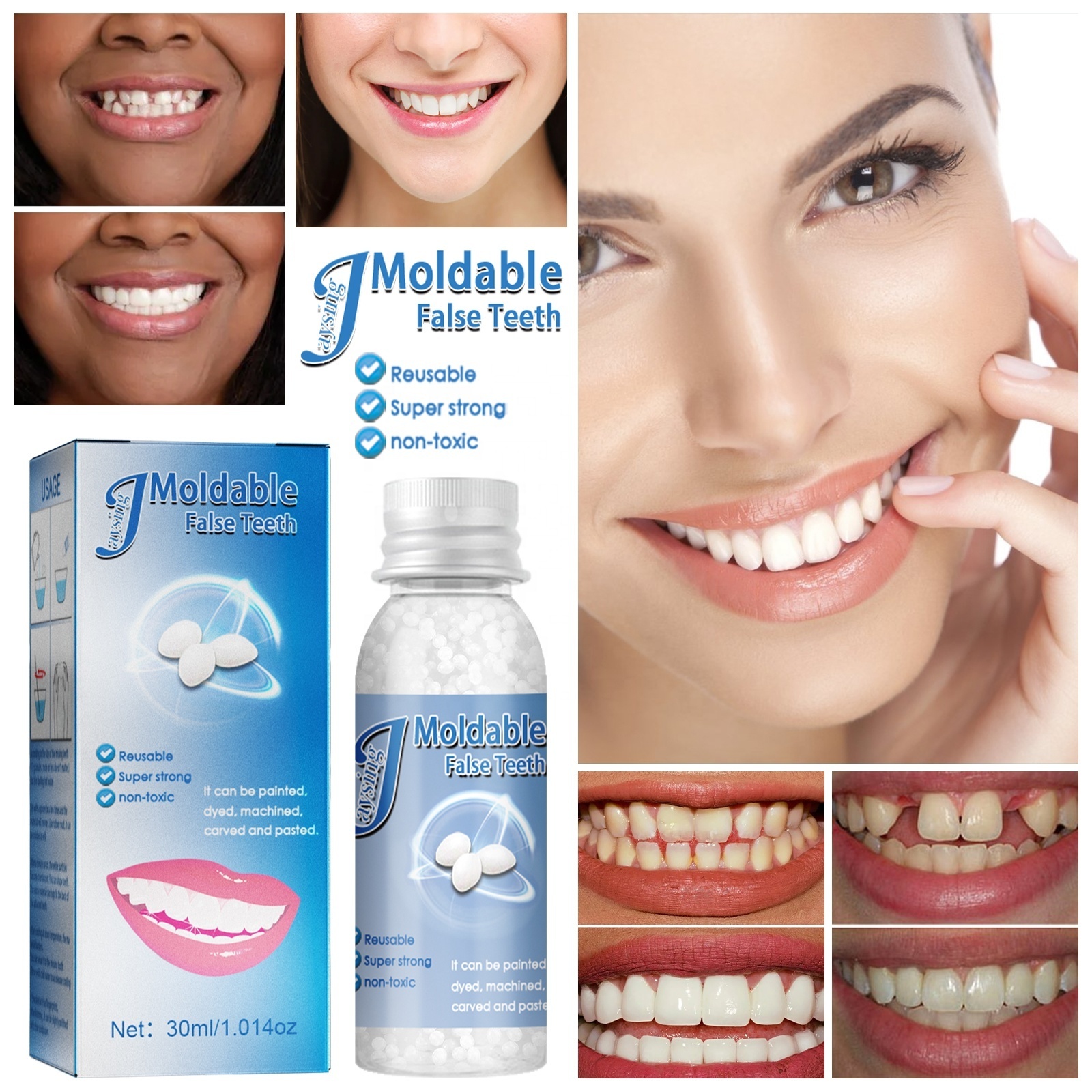 Jaysuing  Temporary Tooth Gaps Repair Glue Makeup DIY Role Play  Dentures False Teeth Acrylic  Dental  False Moldable Teeth