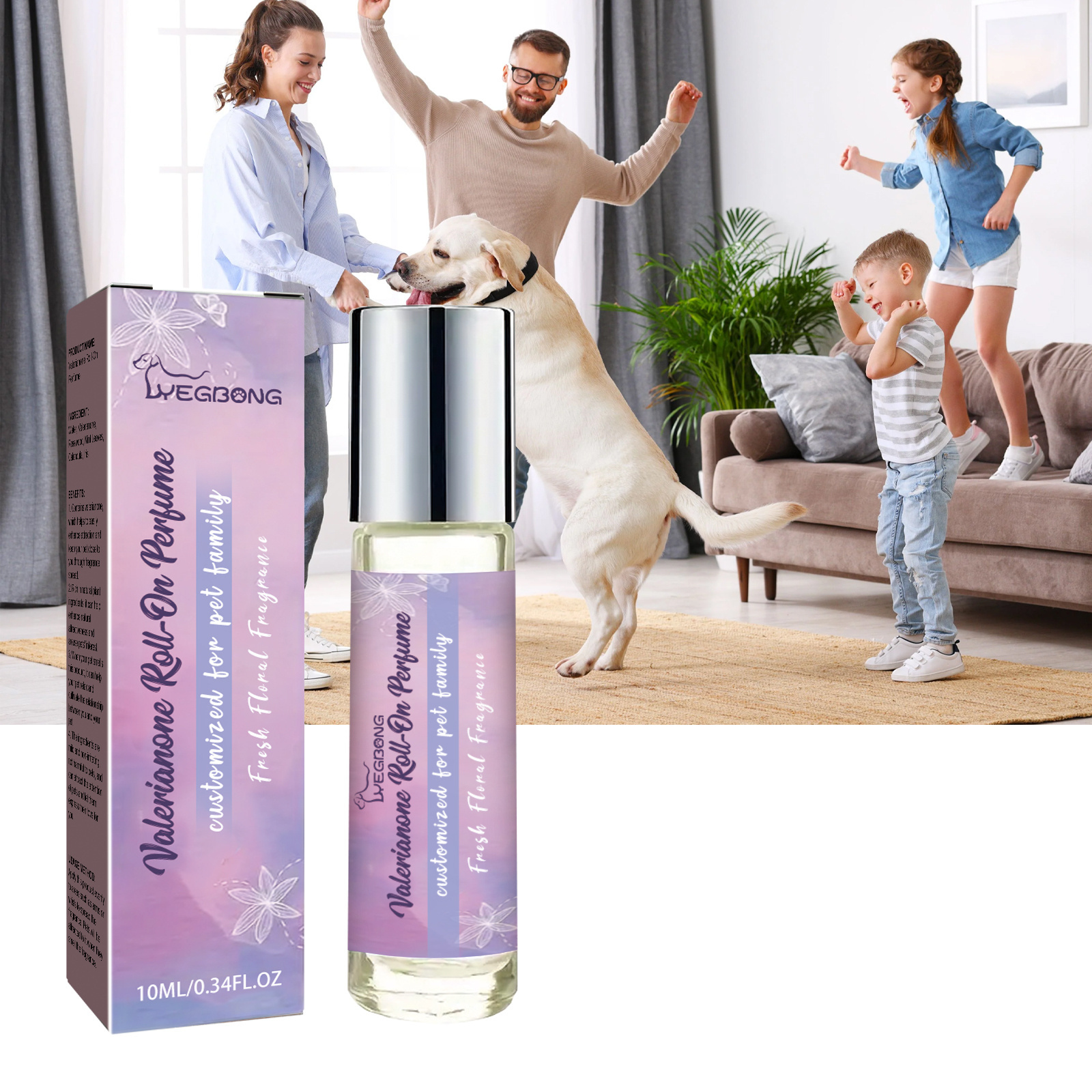 Yegbong  100% Natural Herbal Relax  Relieve Cat Dog Anxiety   Cultivate Relationship  Captivating Fragrance Roll-on Pet Perfume