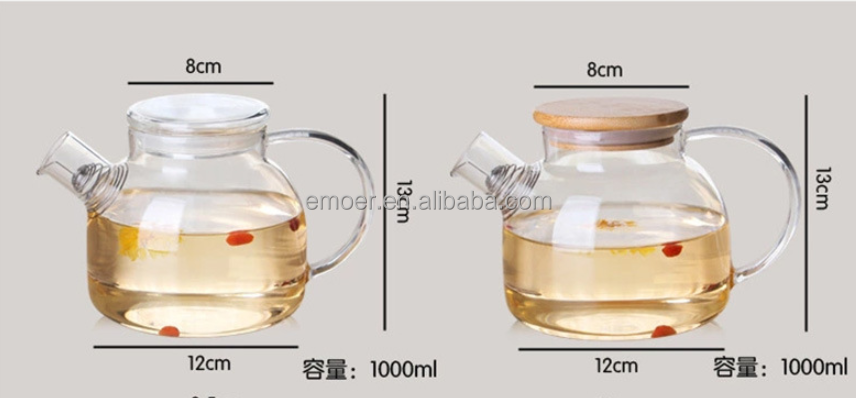 1000 ML Clear Borosilicate Glass Tea Pot Set