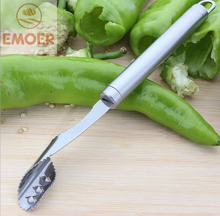 Multifunction Pepper Corer Stainless Steel Chili Seed Remover Separator Device Vegetable Cutter Slicer