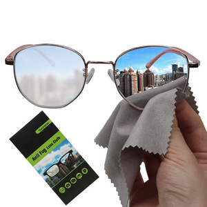 MOQ 1000 pcs Re-used Eco Microfiber Anti-fog Eyeglasses Cloth