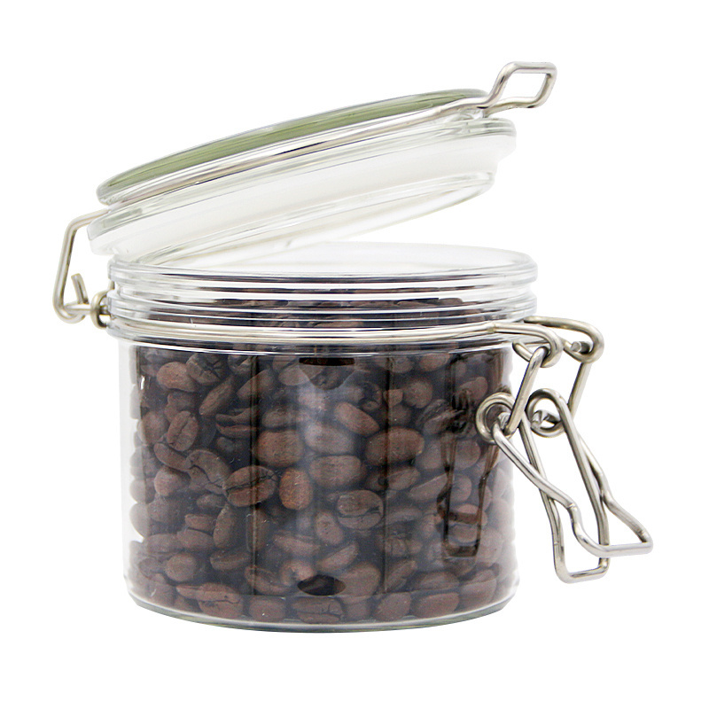 Wide Use Leak Proof PET Coffee Bean Airtight Food Containers with Metal Lock