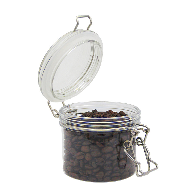 Wide Use Leak Proof PET Coffee Bean Airtight Food Containers with Metal Lock