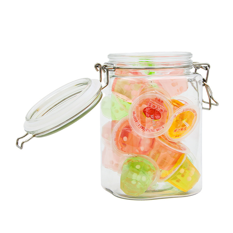 Hot Sale Kids-friendly Metal Buckle Shatterproof PET Plastic Gummy Candy Jar