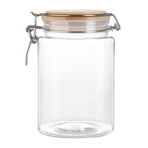 EMORI 1250ml Cookie Jam Honey Unbreakable Airtight PET Plastic Seal Pot Buckcle Jar with Flip Top Lid