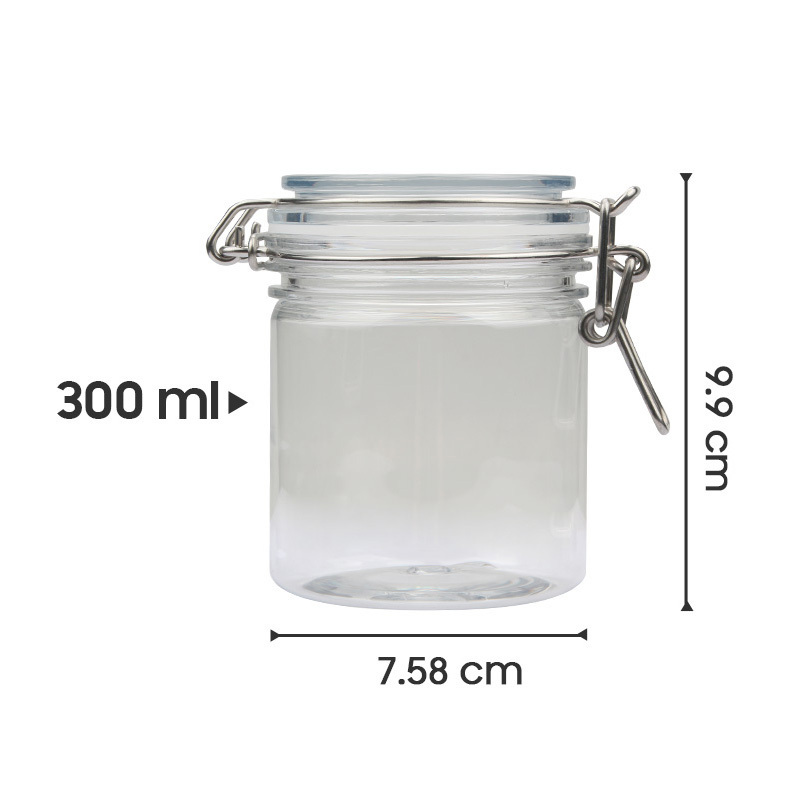 Clip Top Airtight Transparent 300ml Jam Sauce Small Plastic Containers with Lids for Food