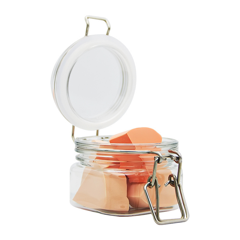 Easy to Use Anti Fall Sealing Swing Top PET Makeup Sponge Sealing Jar